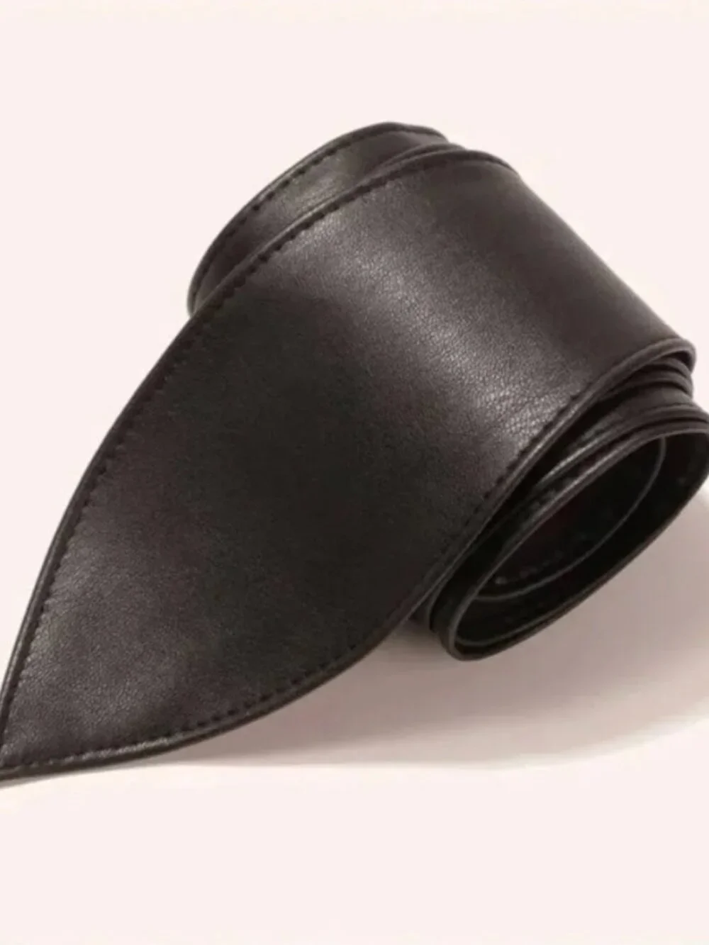 Black Vegan Leather Wrap Belt
